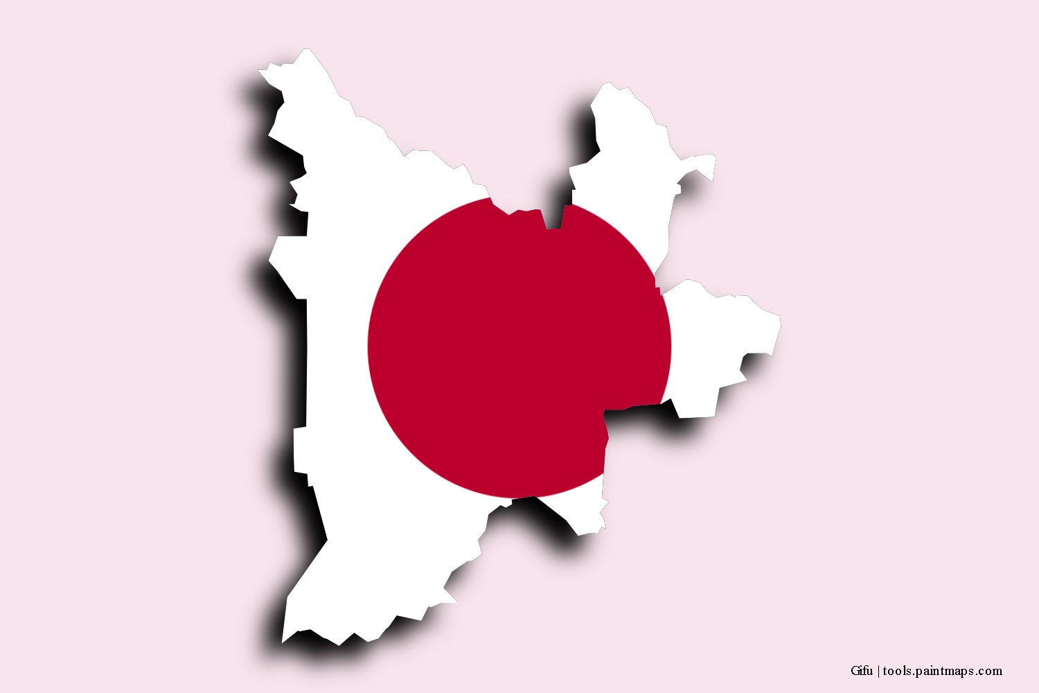 flag map of Gifu with 3D shadow effect