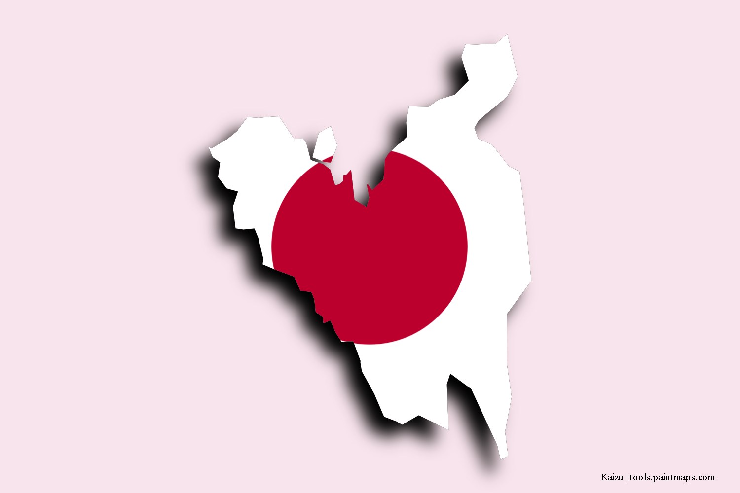 flag map of Kaizu with 3D shadow effect