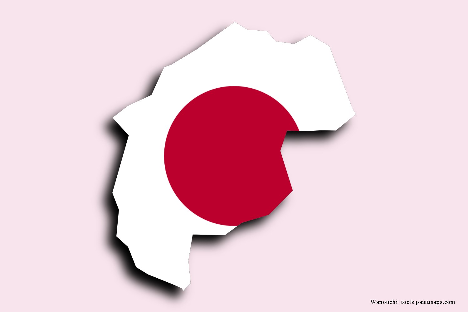 flag map of Wanouchi with 3D shadow effect