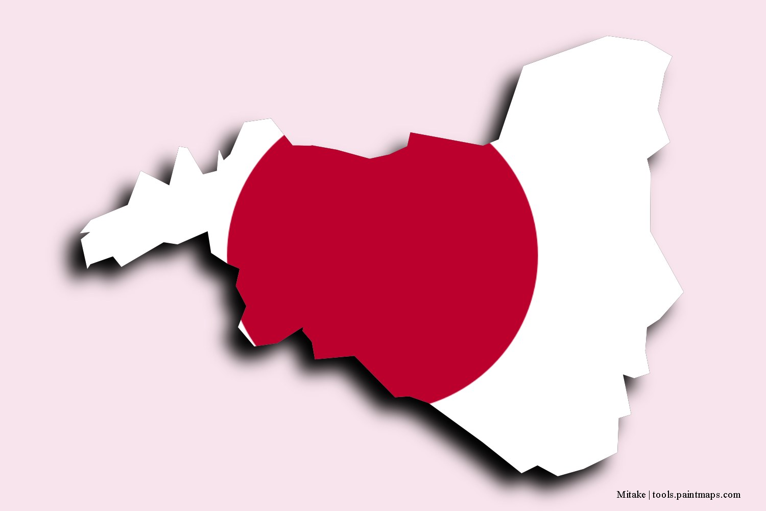 flag map of Mitake with 3D shadow effect