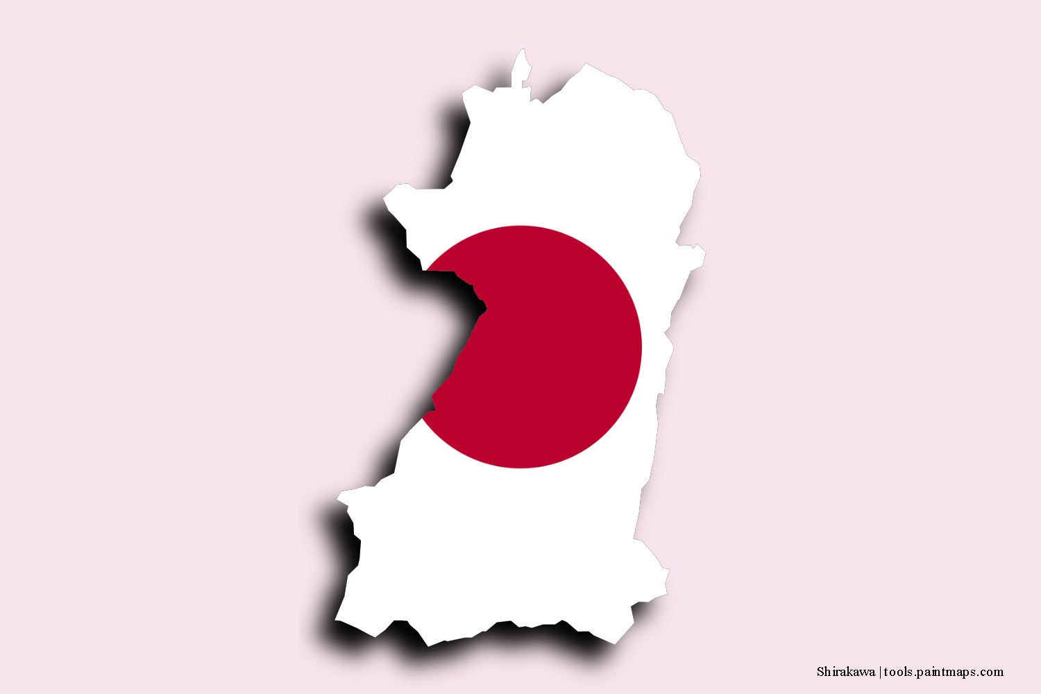 flag map of Shirakawa with 3D shadow effect