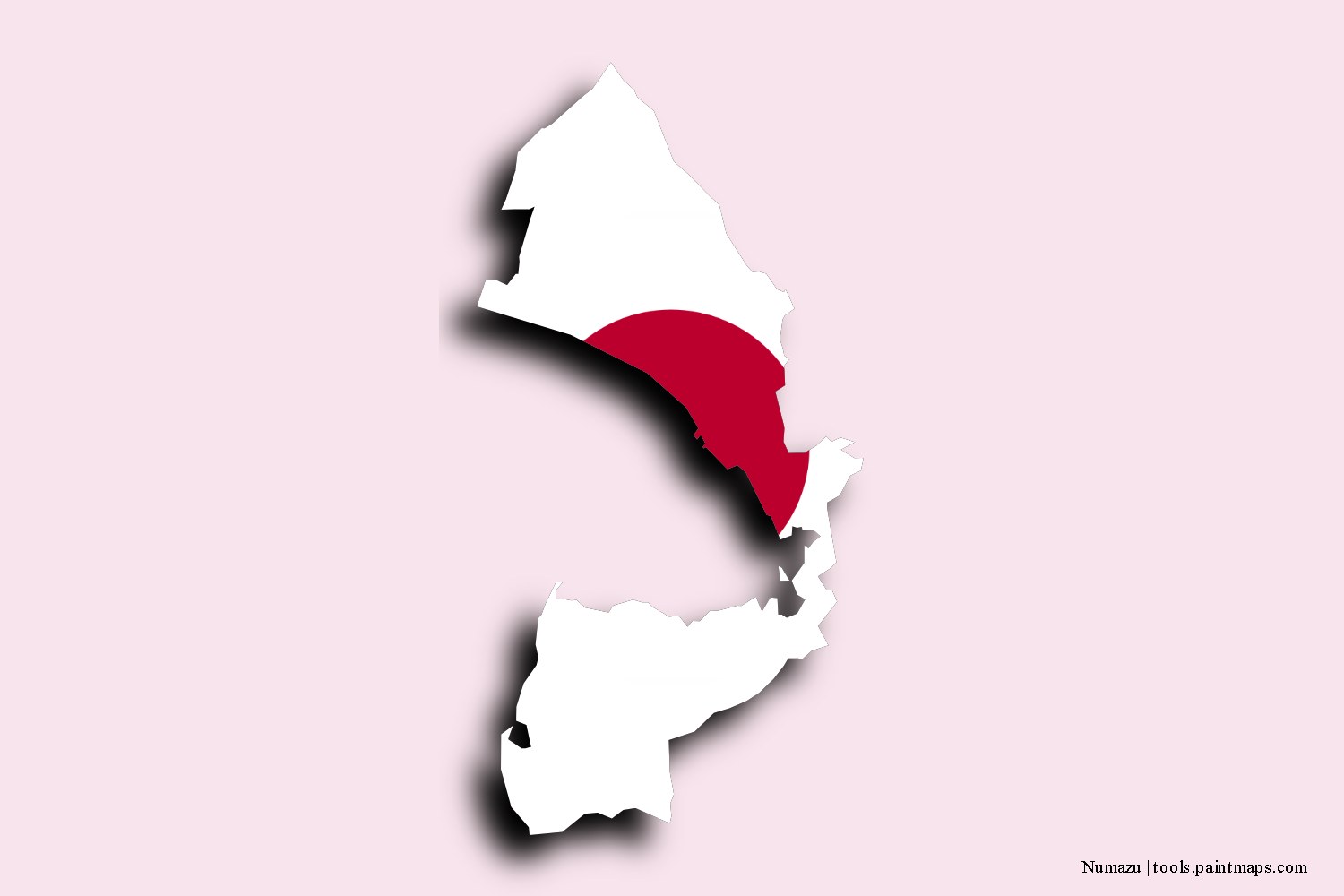 flag map of Numazu with 3D shadow effect