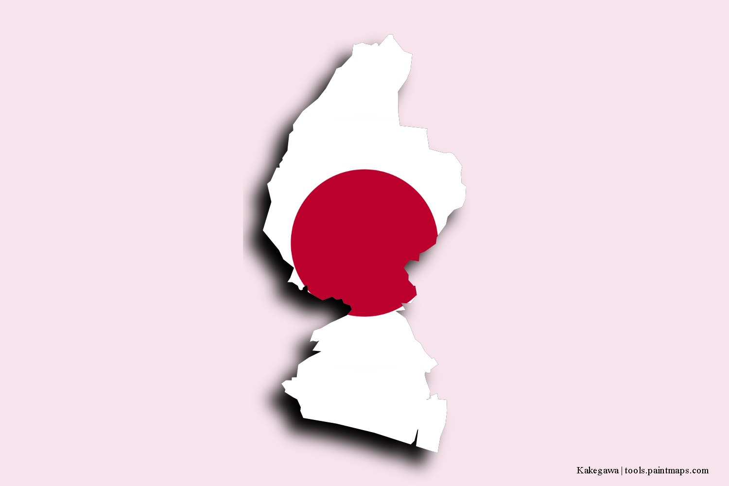 flag map of Kakegawa with 3D shadow effect