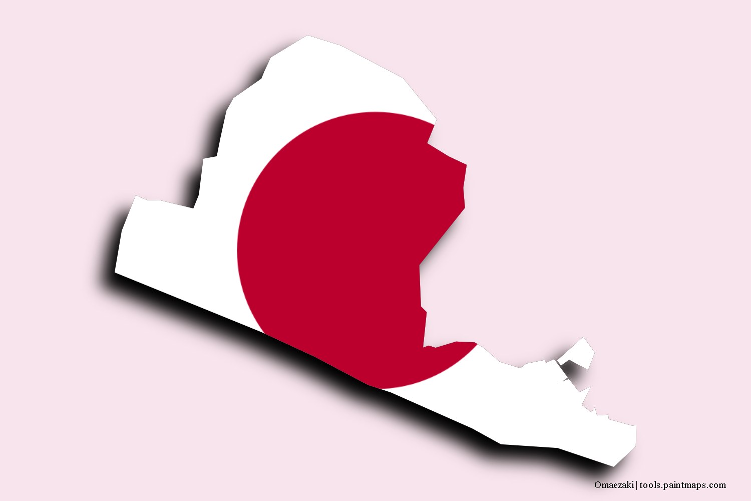 flag map of Omaezaki with 3D shadow effect