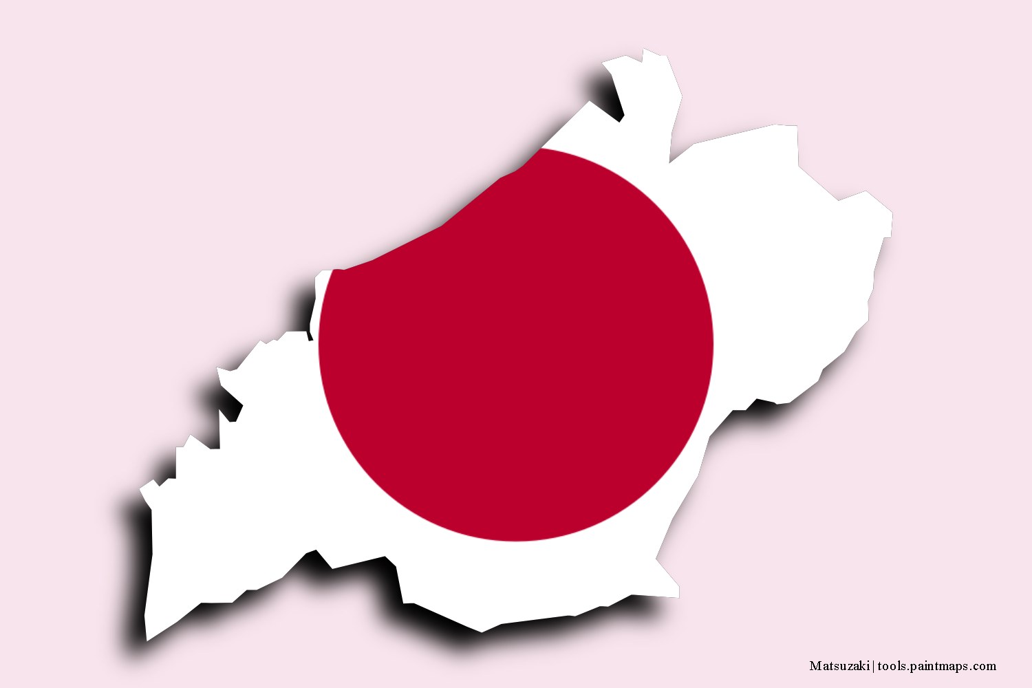 flag map of Matsuzaki with 3D shadow effect