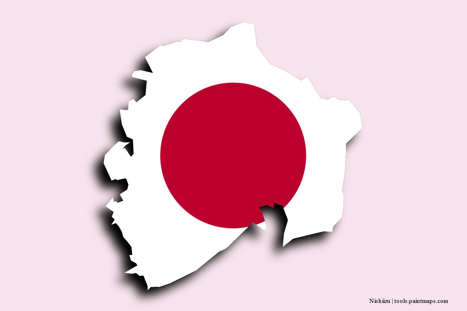 flag map of Nishiizu with 3D shadow effect