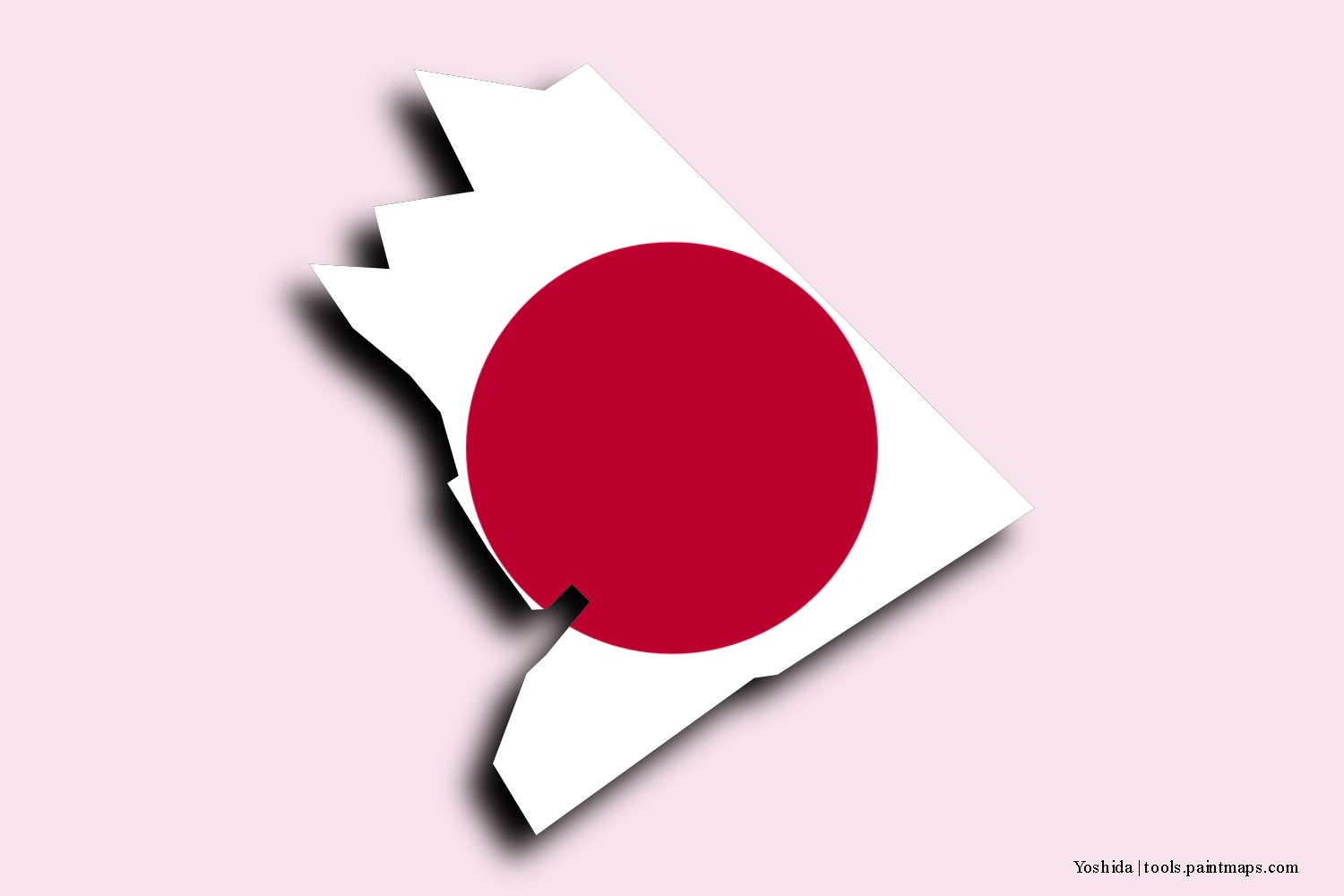 flag map of Yoshida with 3D shadow effect