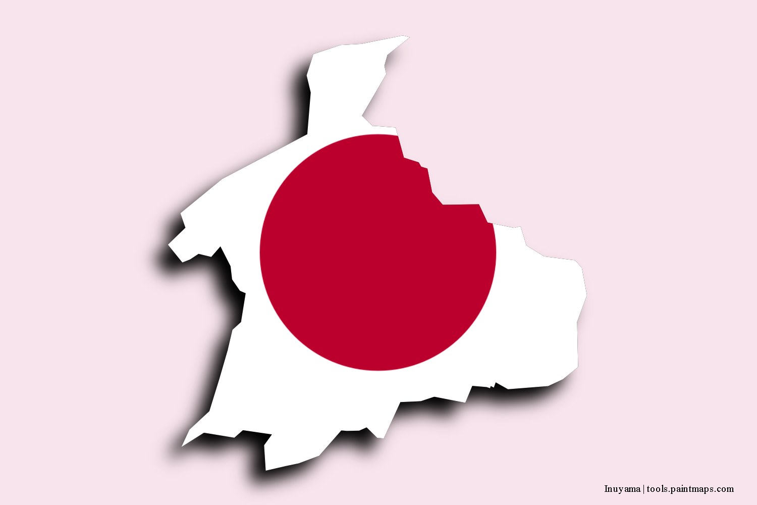 flag map of Inuyama with 3D shadow effect