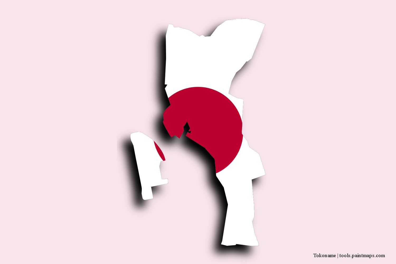 flag map of Tokoname with 3D shadow effect