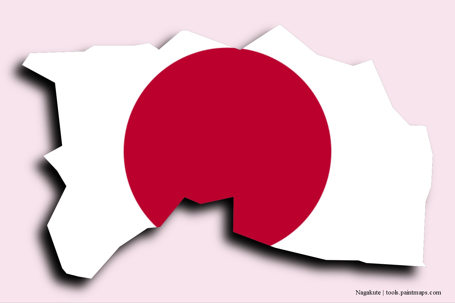 flag map of Nagakute with 3D shadow effect