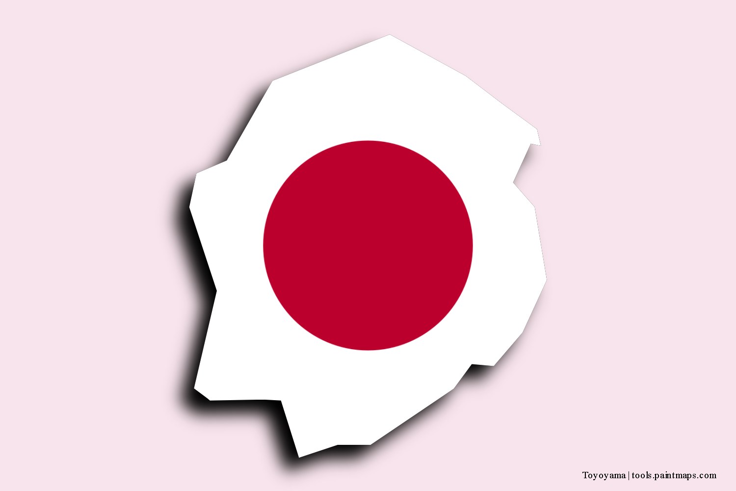 flag map of Toyoyama with 3D shadow effect