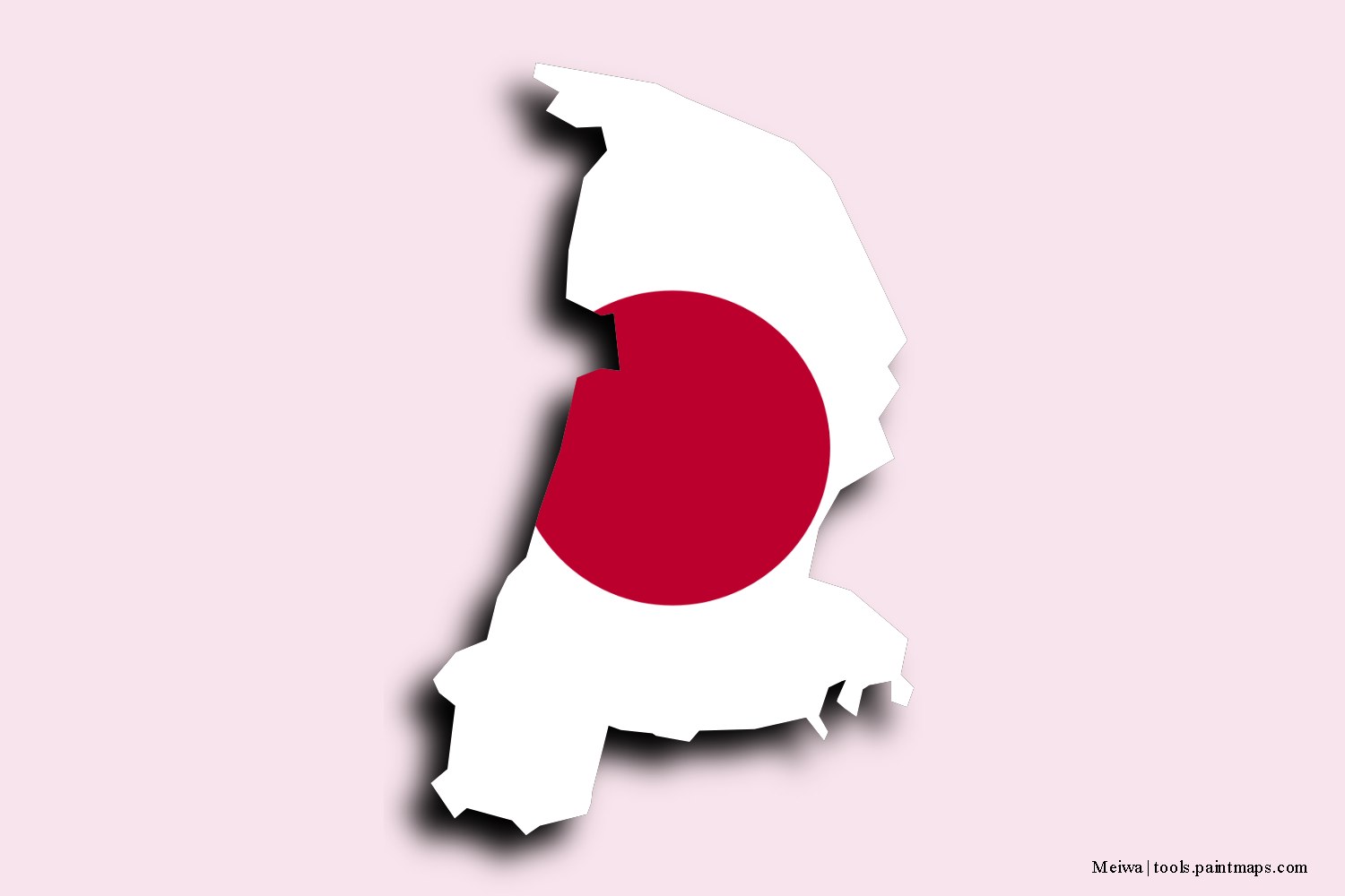 flag map of Meiwa with 3D shadow effect