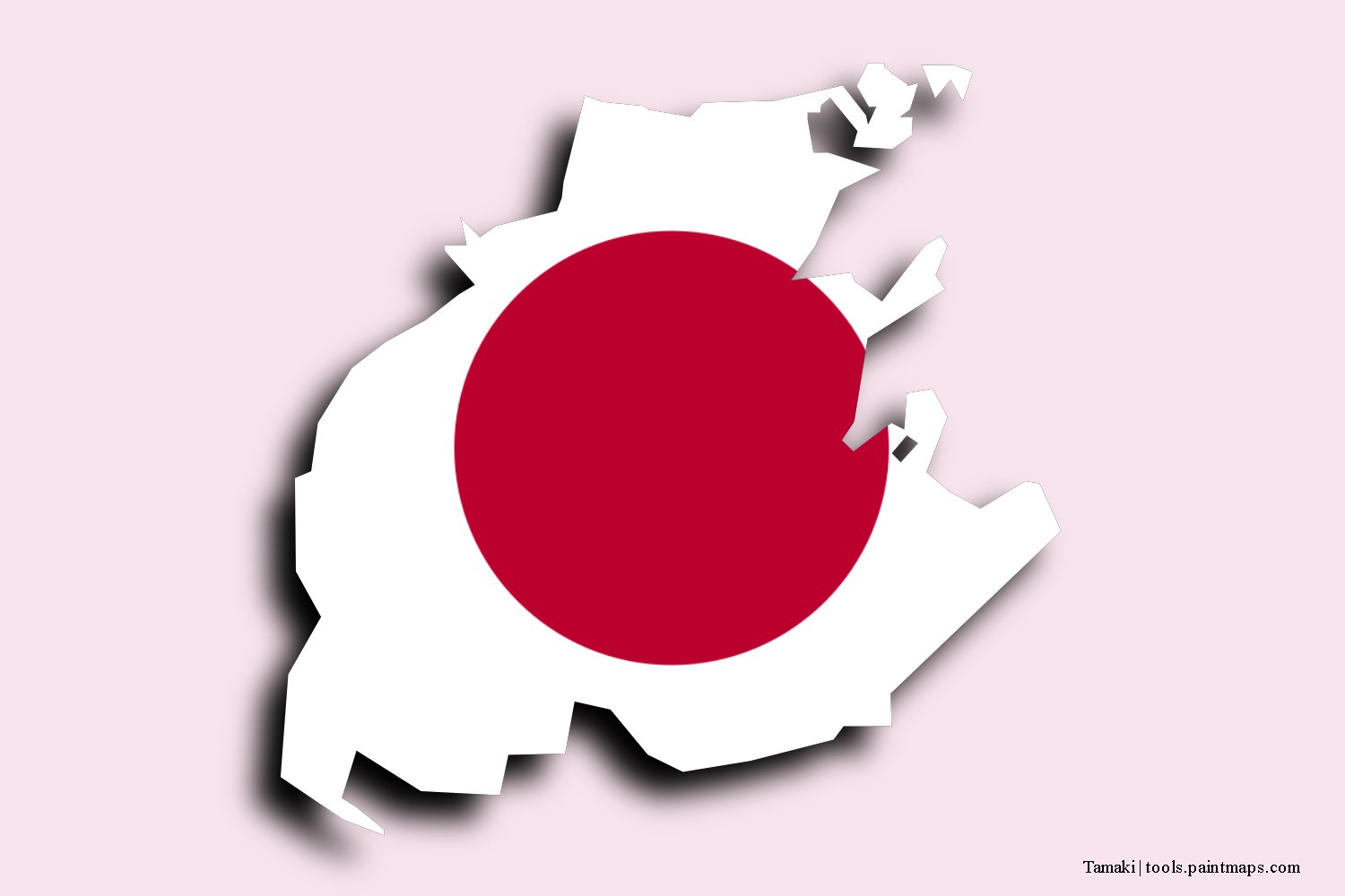 flag map of Tamaki with 3D shadow effect