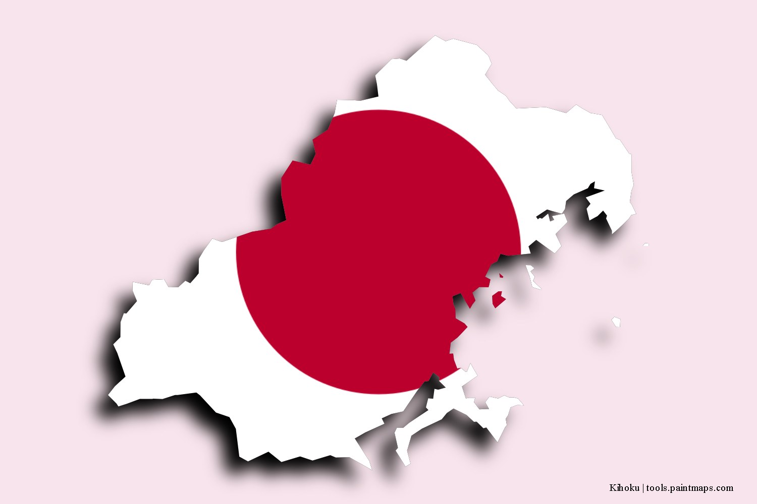 flag map of Kihoku with 3D shadow effect