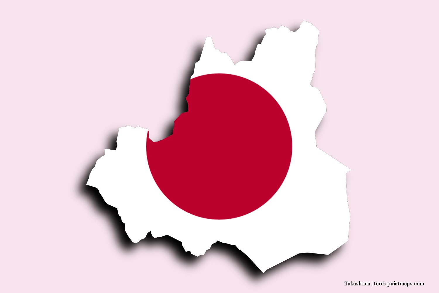 flag map of Takashima with 3D shadow effect