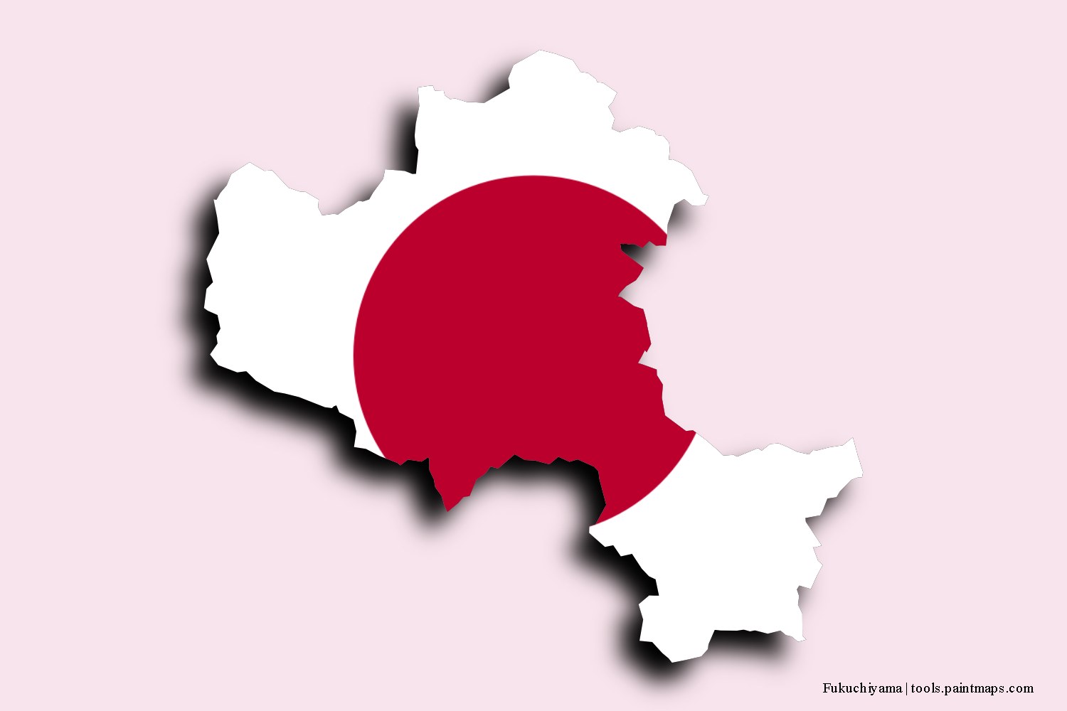 Mapa de la bandera de Fukuchiyama con efecto de sombra 3D