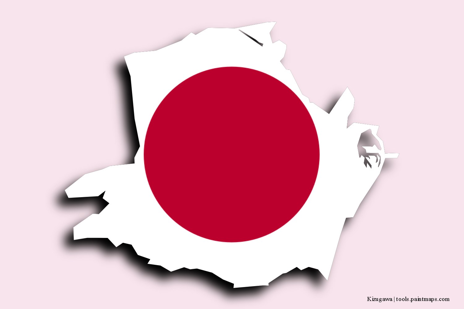 flag map of Kizugawa with 3D shadow effect