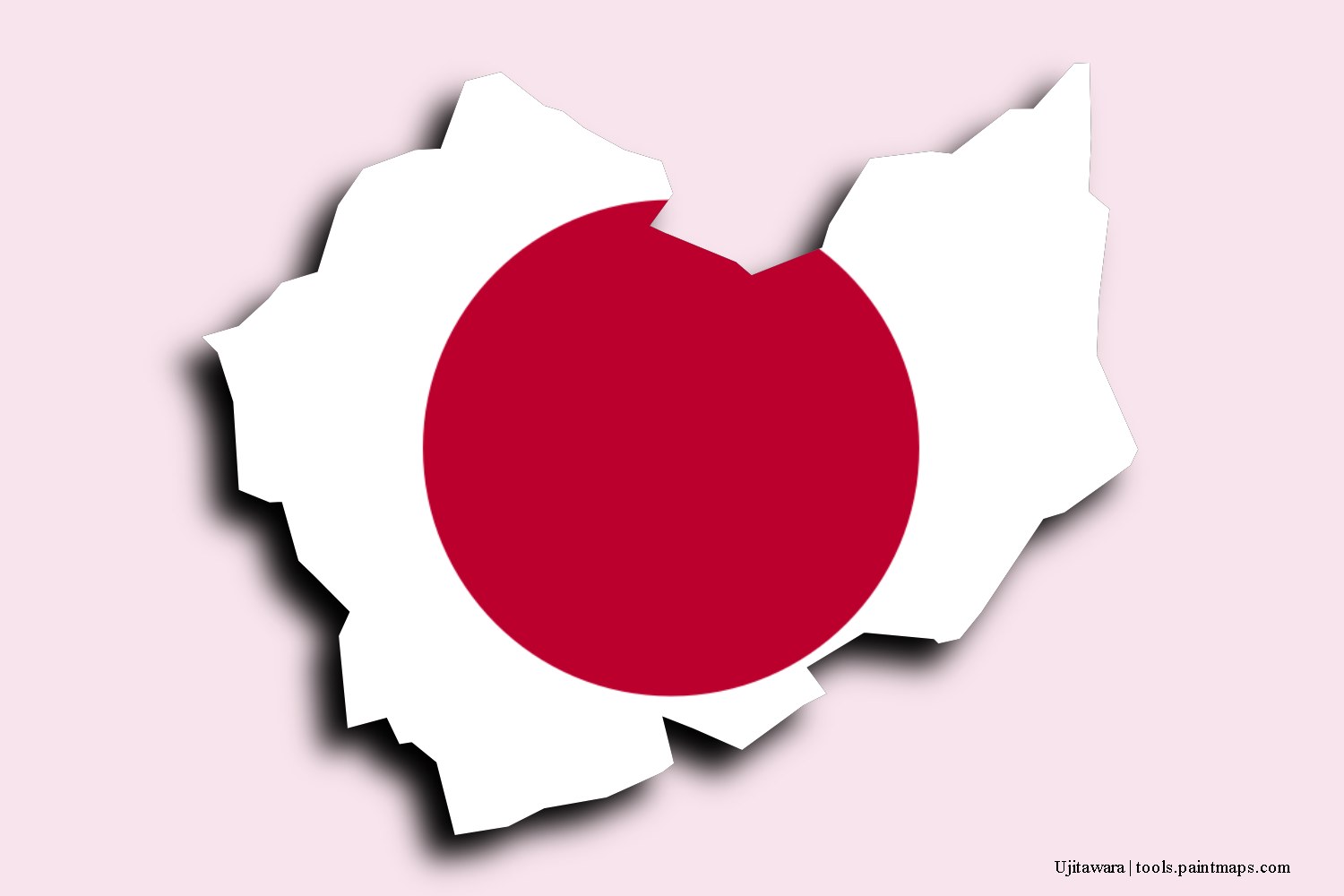 flag map of Ujitawara with 3D shadow effect