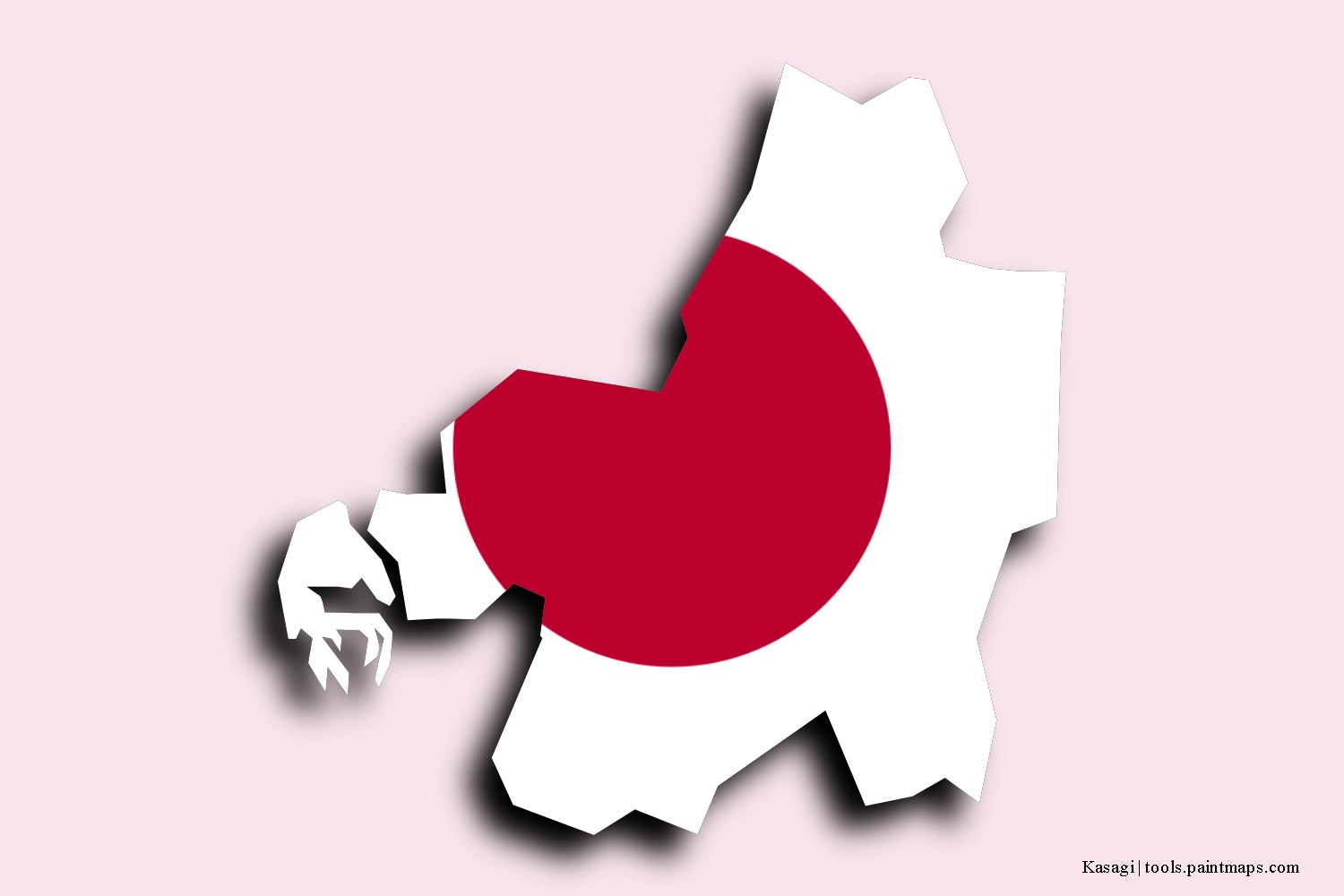 flag map of Kasagi with 3D shadow effect