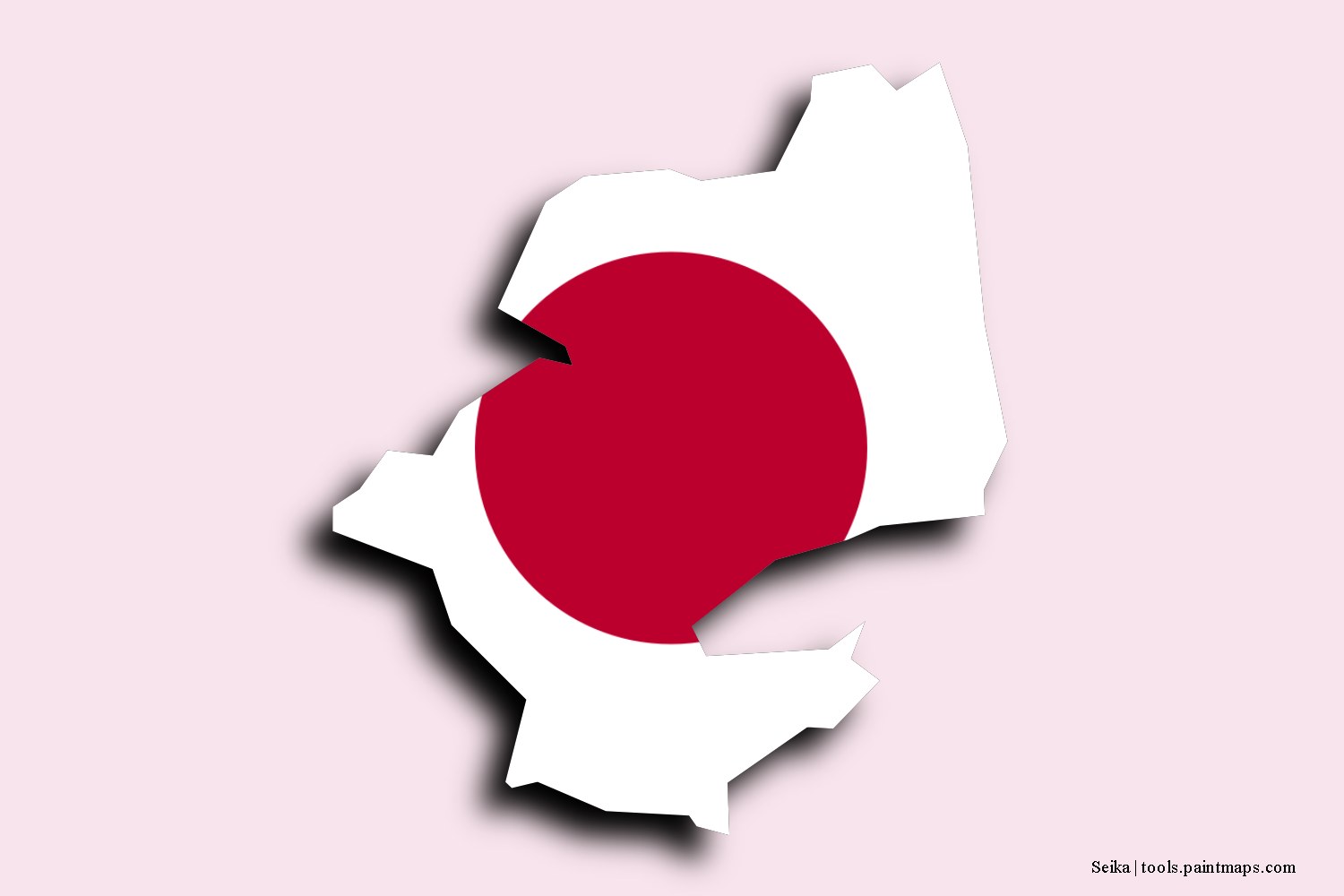 flag map of Seika with 3D shadow effect