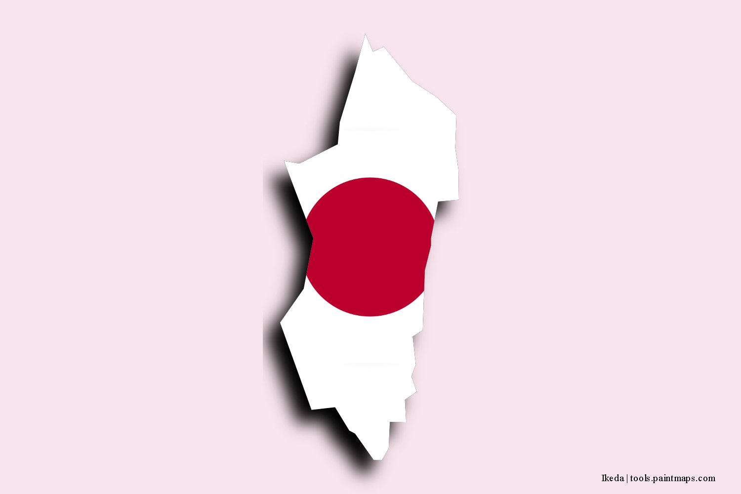 flag map of Ikeda with 3D shadow effect