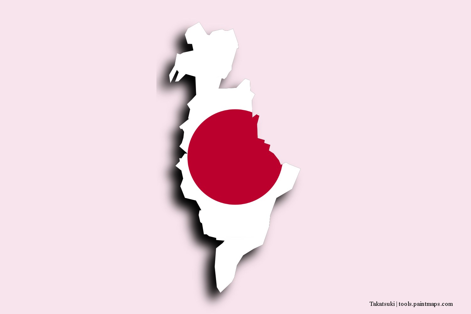 flag map of Takatsuki with 3D shadow effect