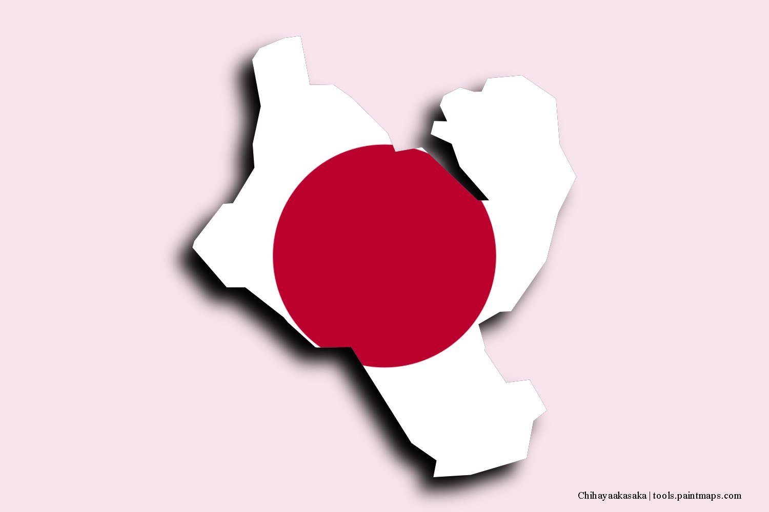 Mapa de la bandera de Chihayaakasaka con efecto de sombra 3D