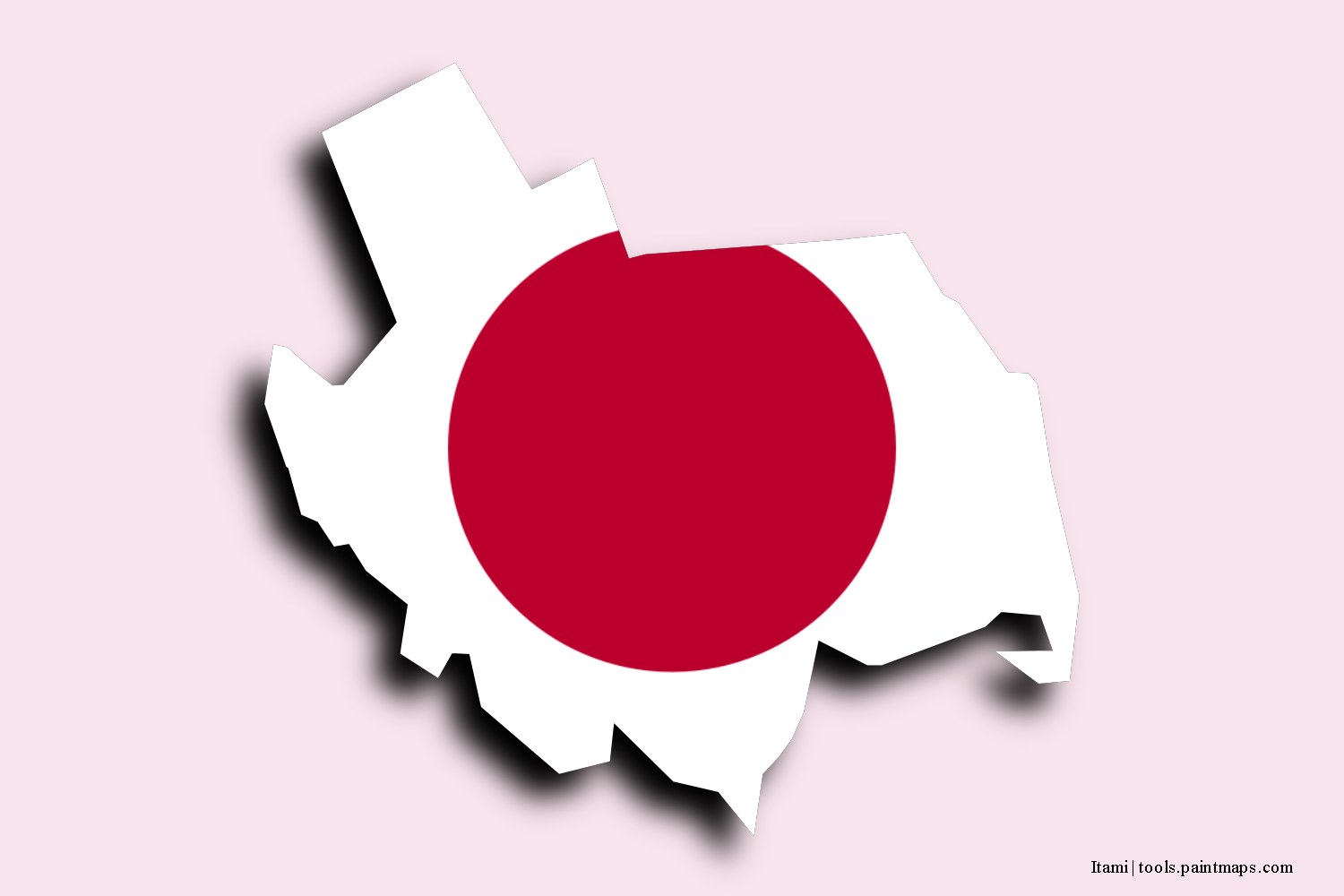 flag map of Itami with 3D shadow effect