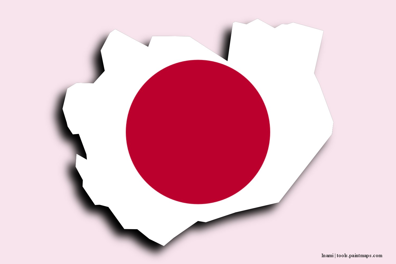 flag map of Inami with 3D shadow effect