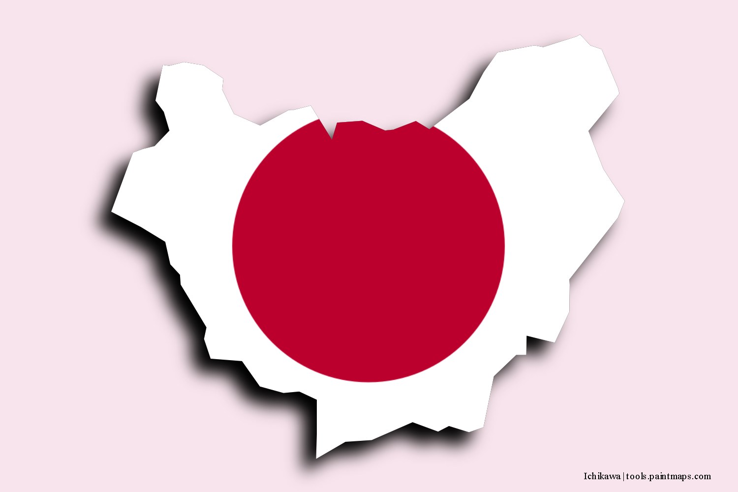 flag map of Ichikawa with 3D shadow effect