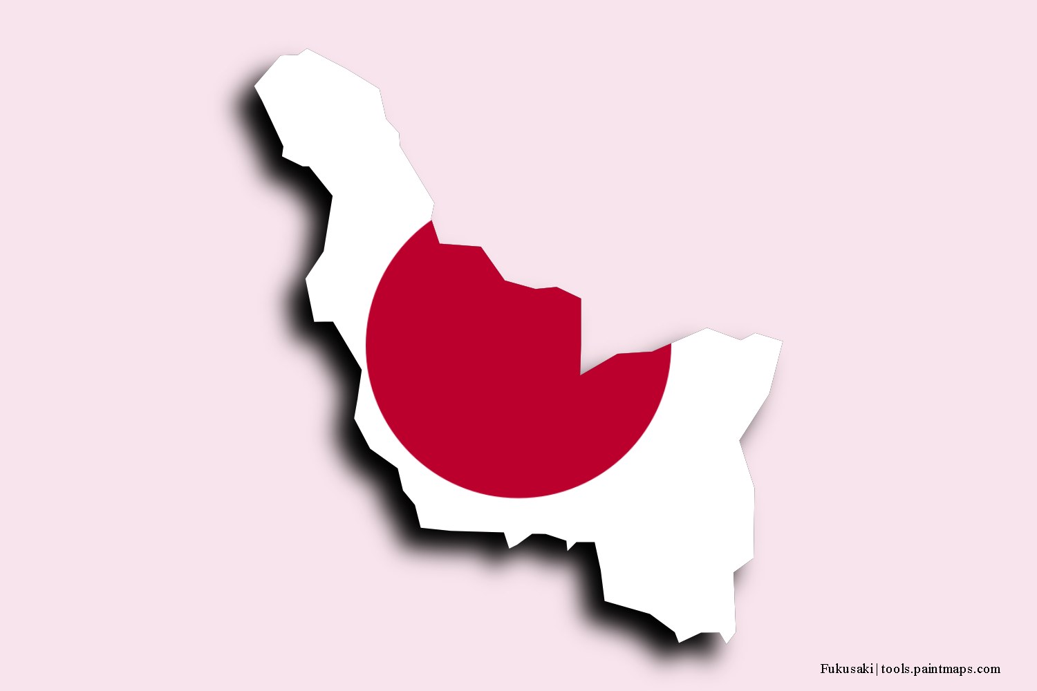 flag map of Fukusaki with 3D shadow effect