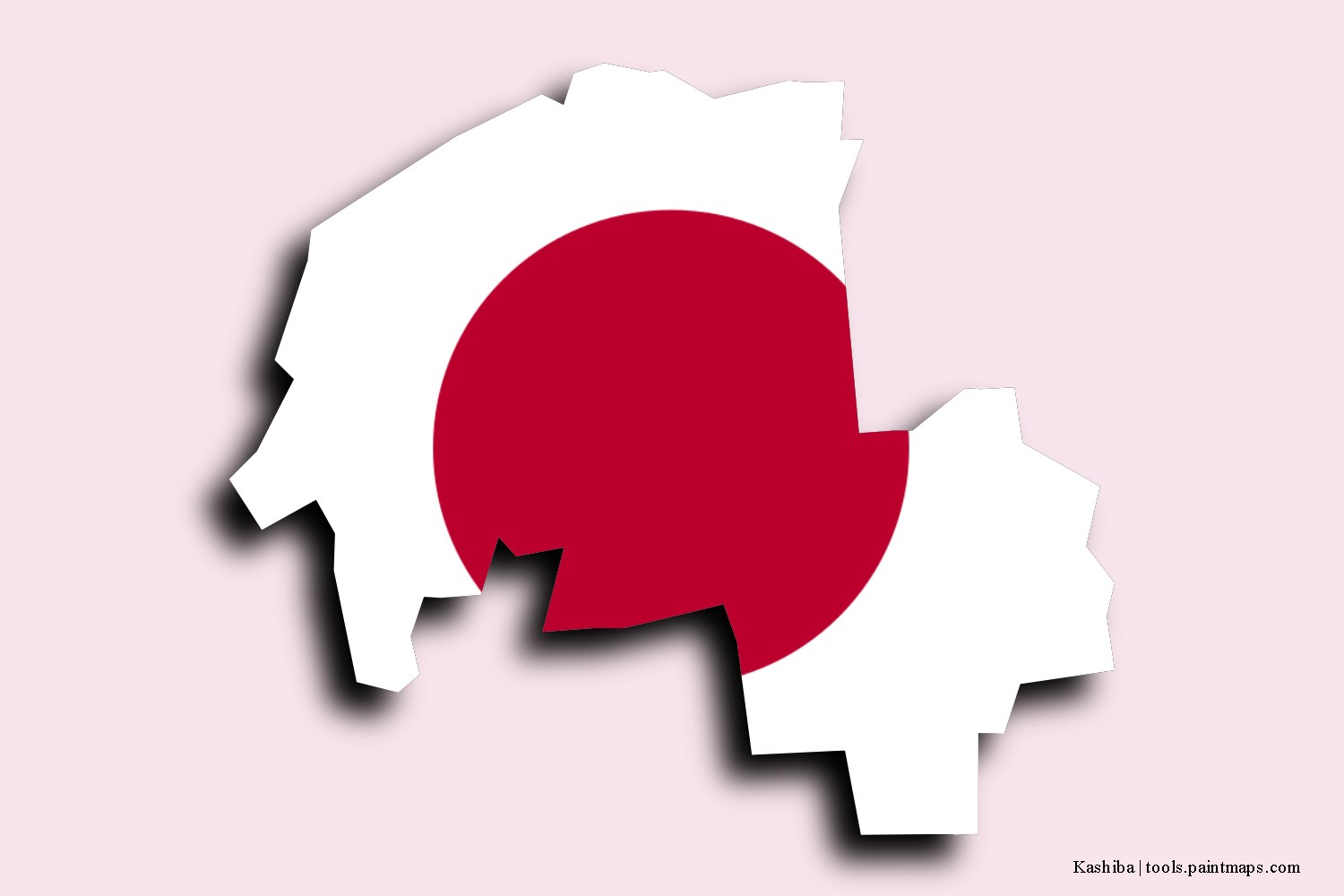 flag map of Kashiba with 3D shadow effect