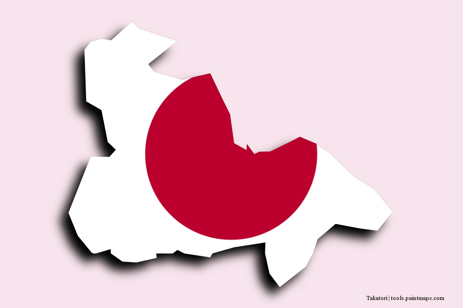 flag map of Takatori with 3D shadow effect