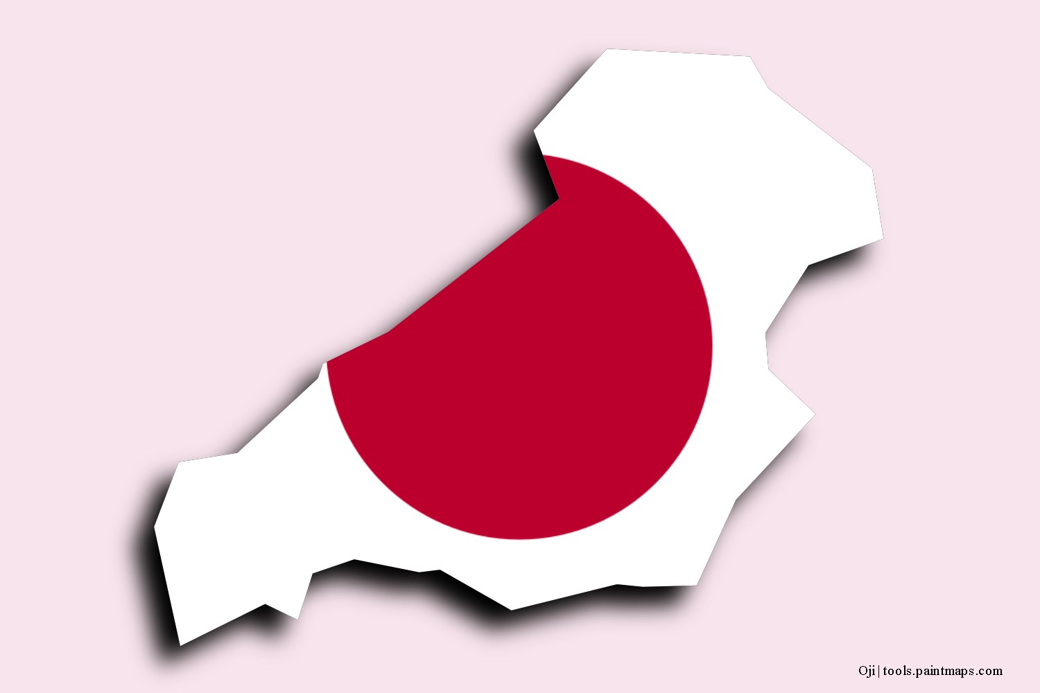 flag map of Oji with 3D shadow effect