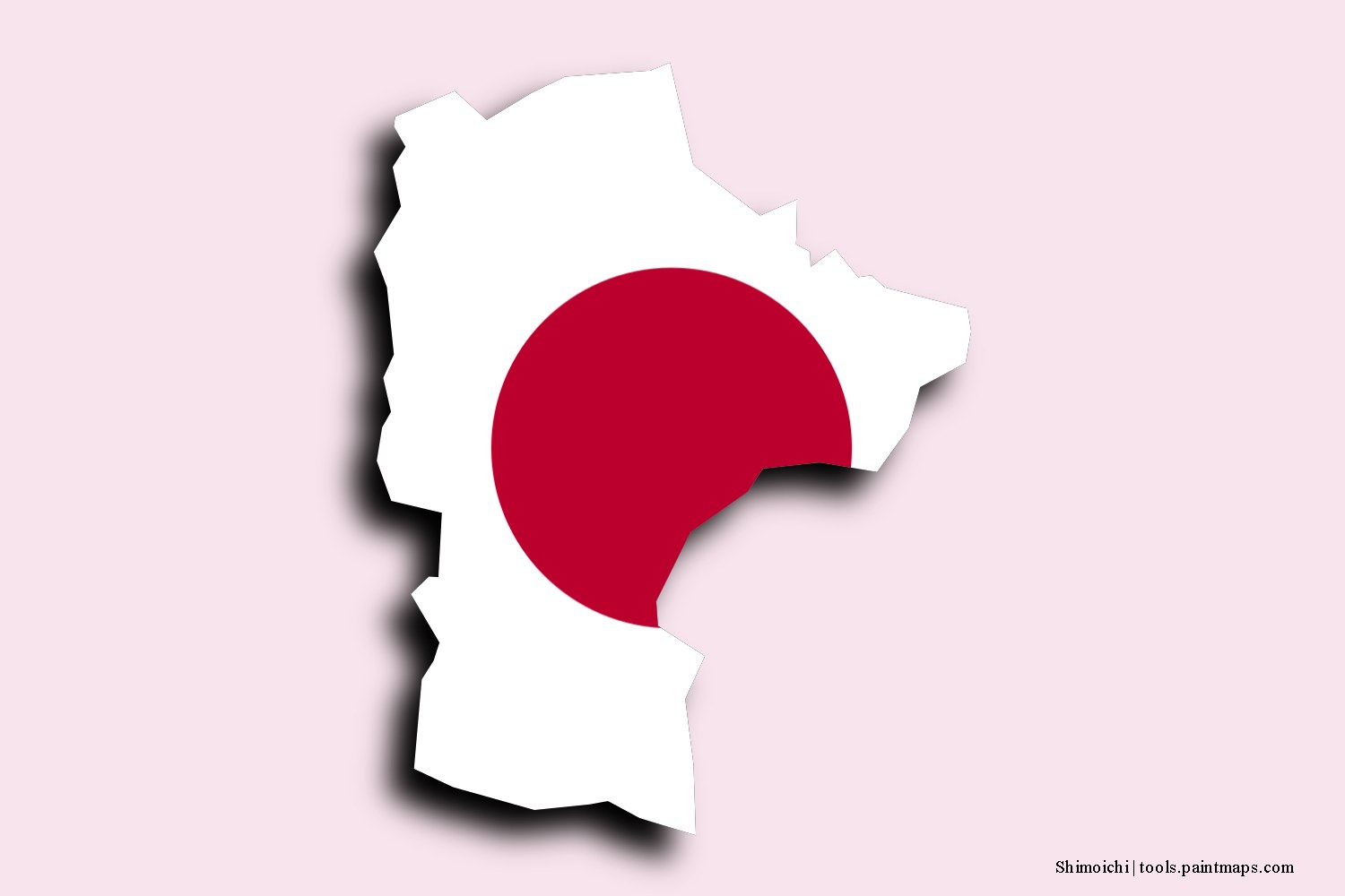 flag map of Shimoichi with 3D shadow effect