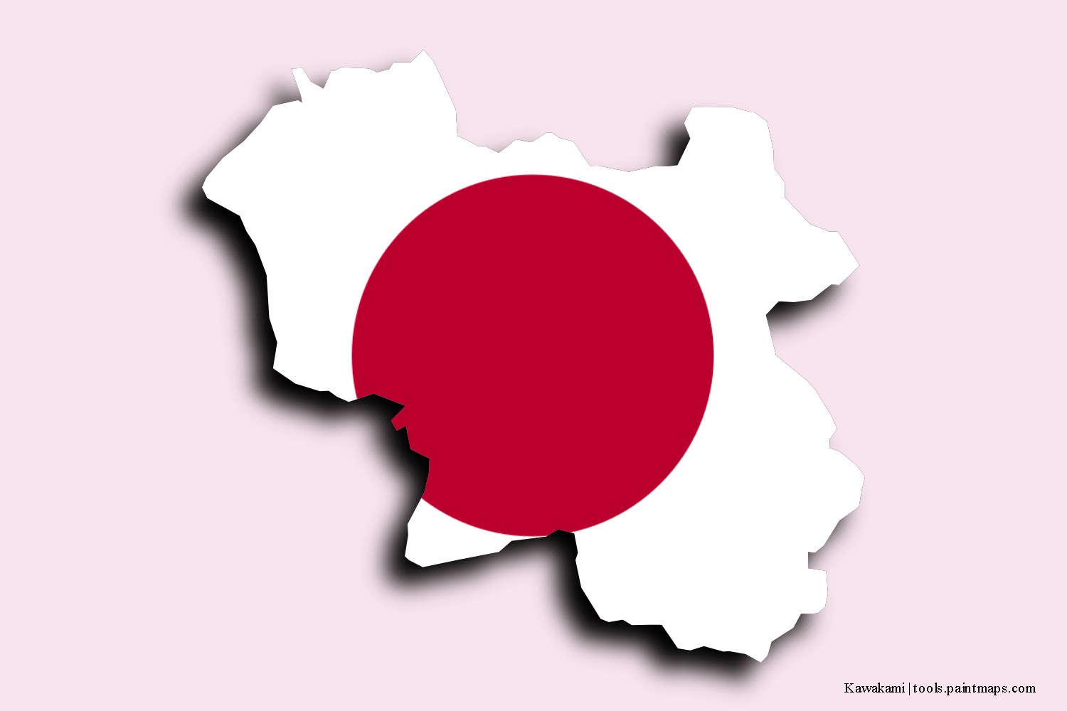 flag map of Kawakami with 3D shadow effect