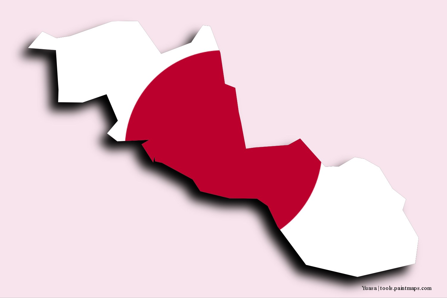 flag map of Yuasa with 3D shadow effect