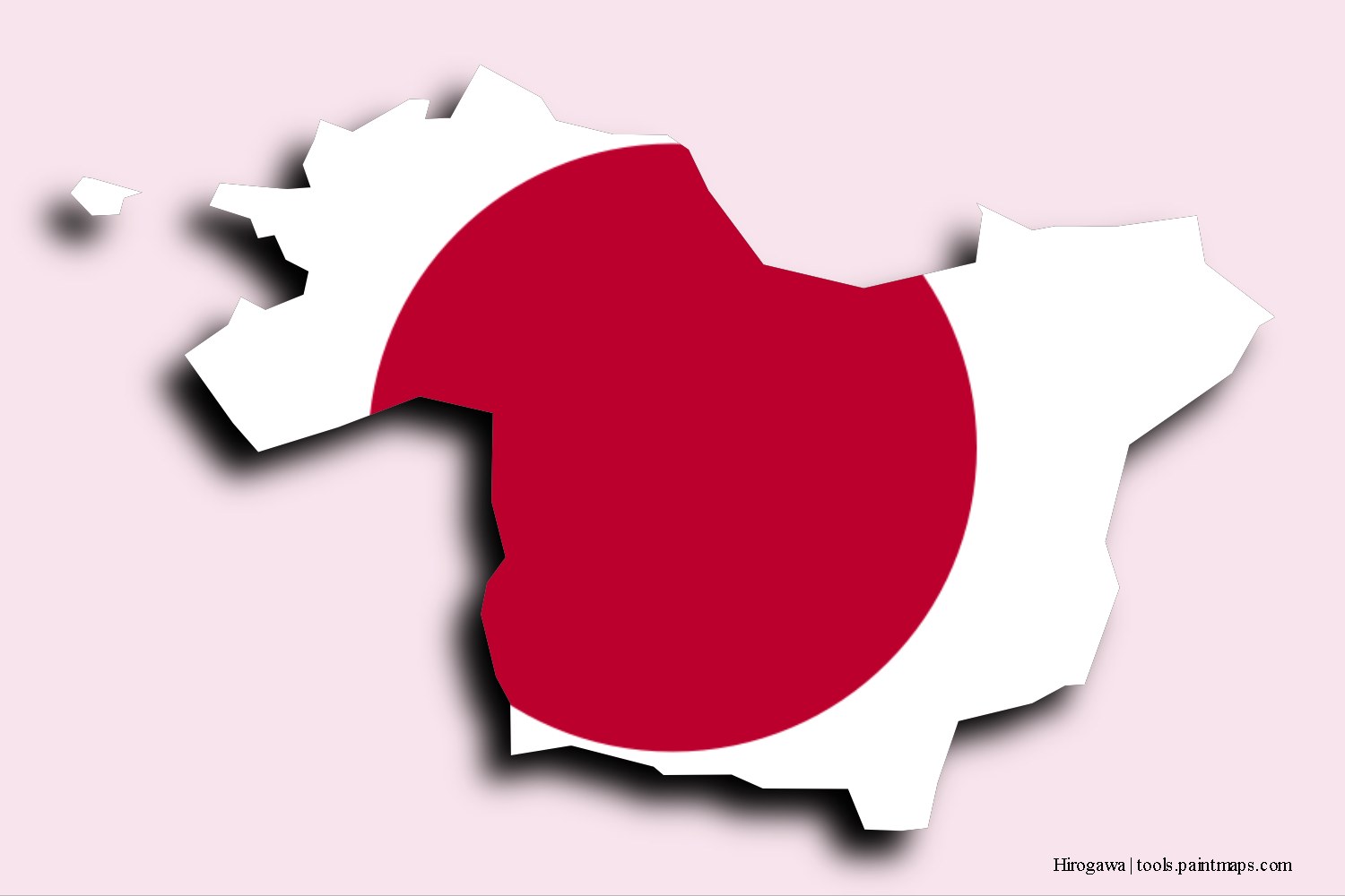 flag map of Hirogawa with 3D shadow effect