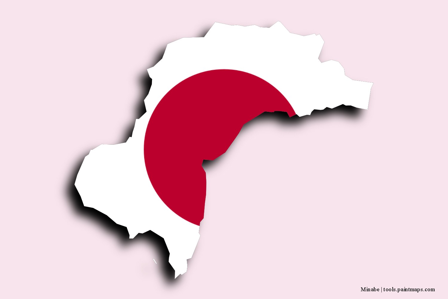 flag map of Minabe with 3D shadow effect