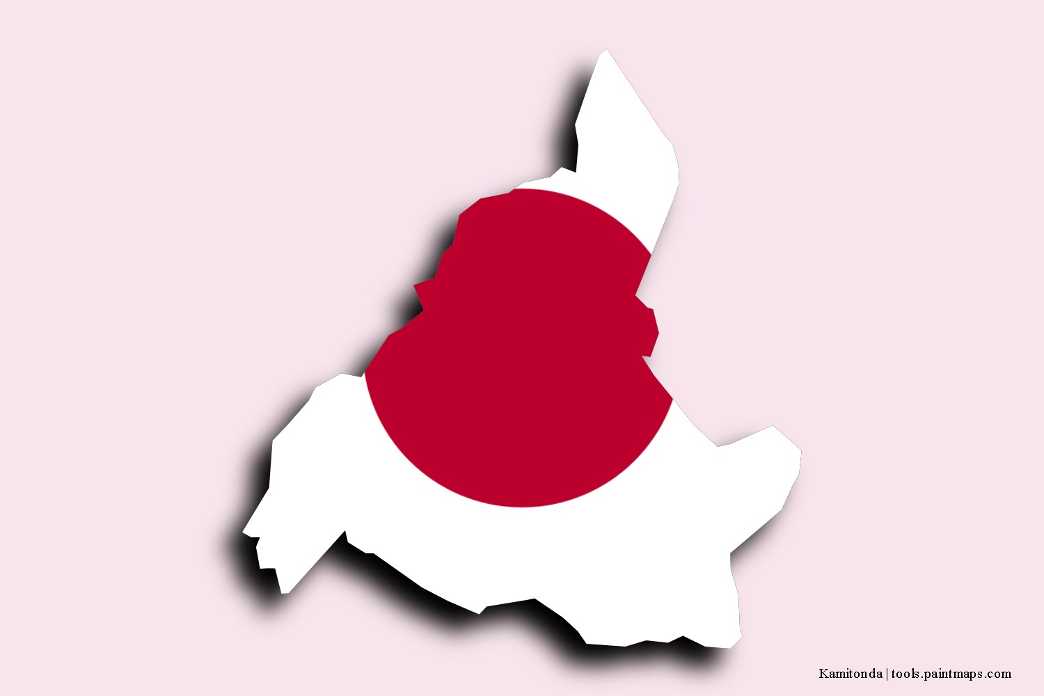 flag map of Kamitonda with 3D shadow effect