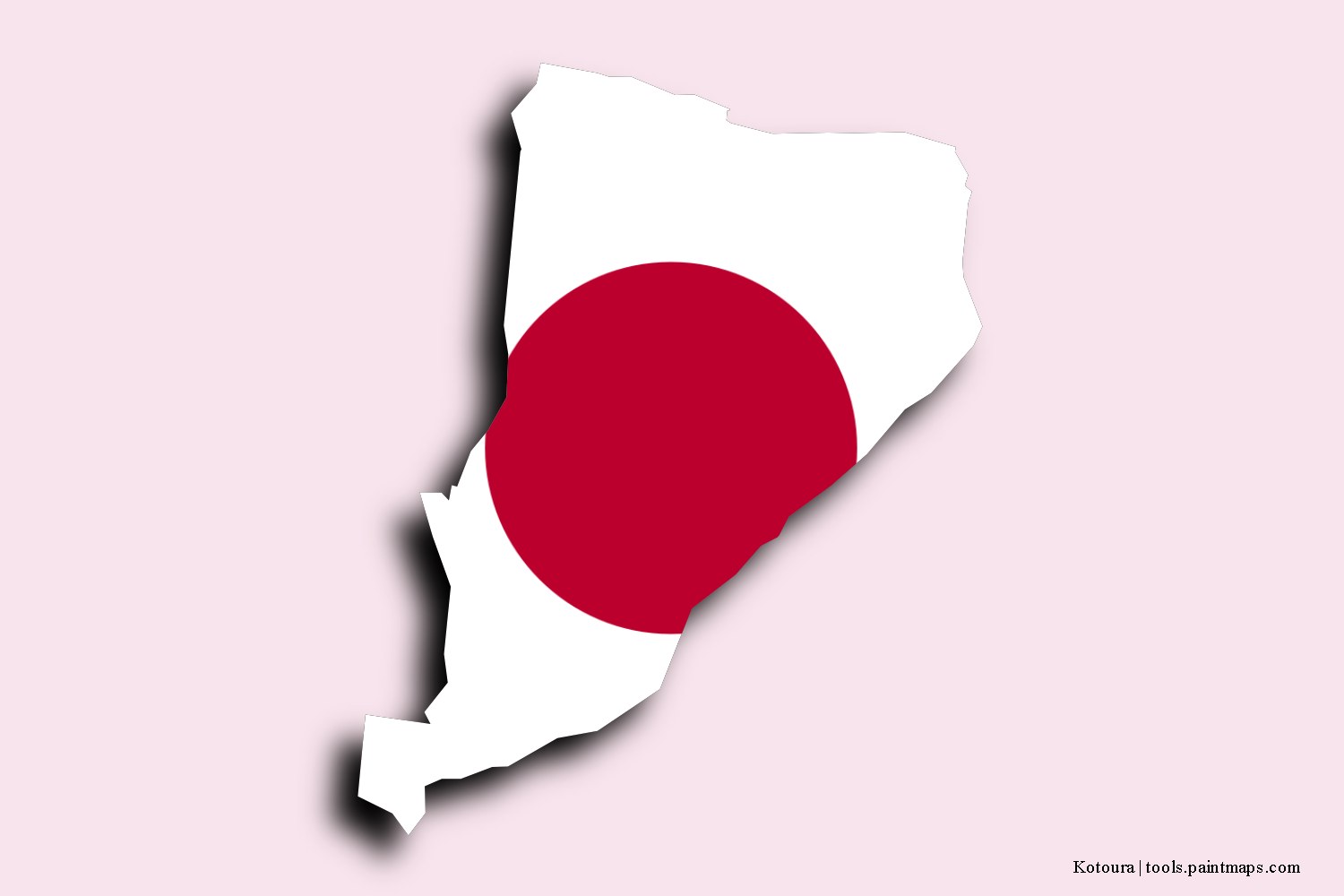 flag map of Kotoura with 3D shadow effect