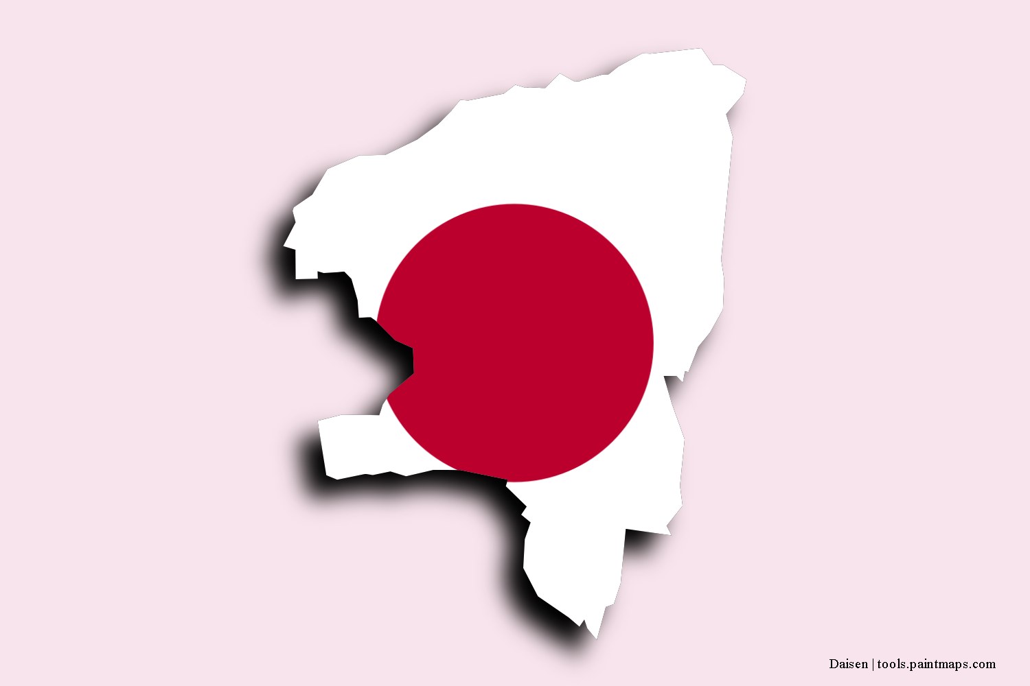 flag map of Daisen with 3D shadow effect