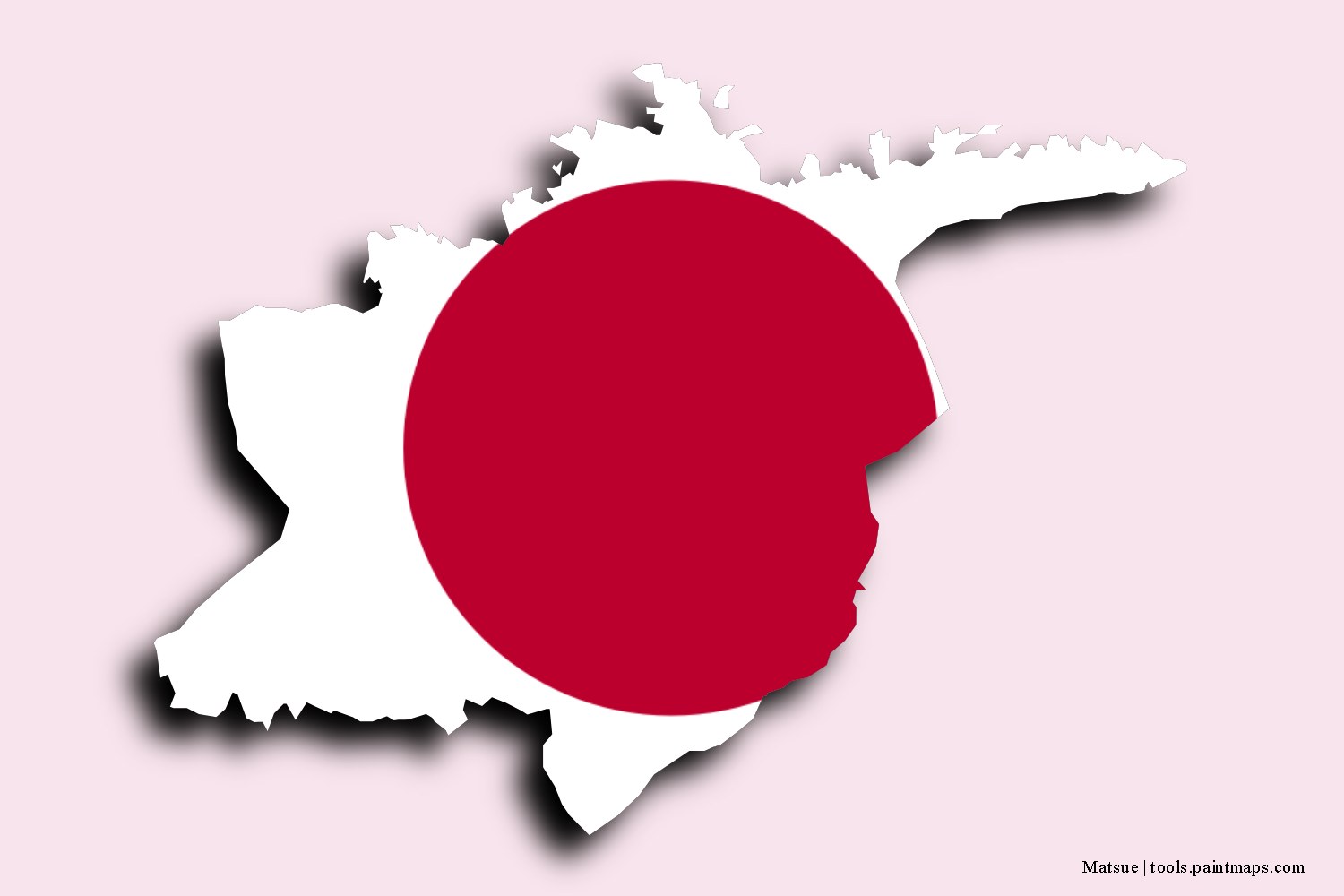 flag map of Matsue with 3D shadow effect