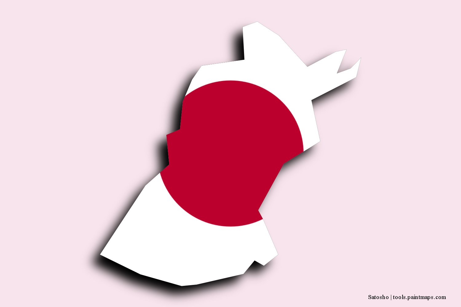 Mapa de la bandera de Satosho con efecto de sombra 3D