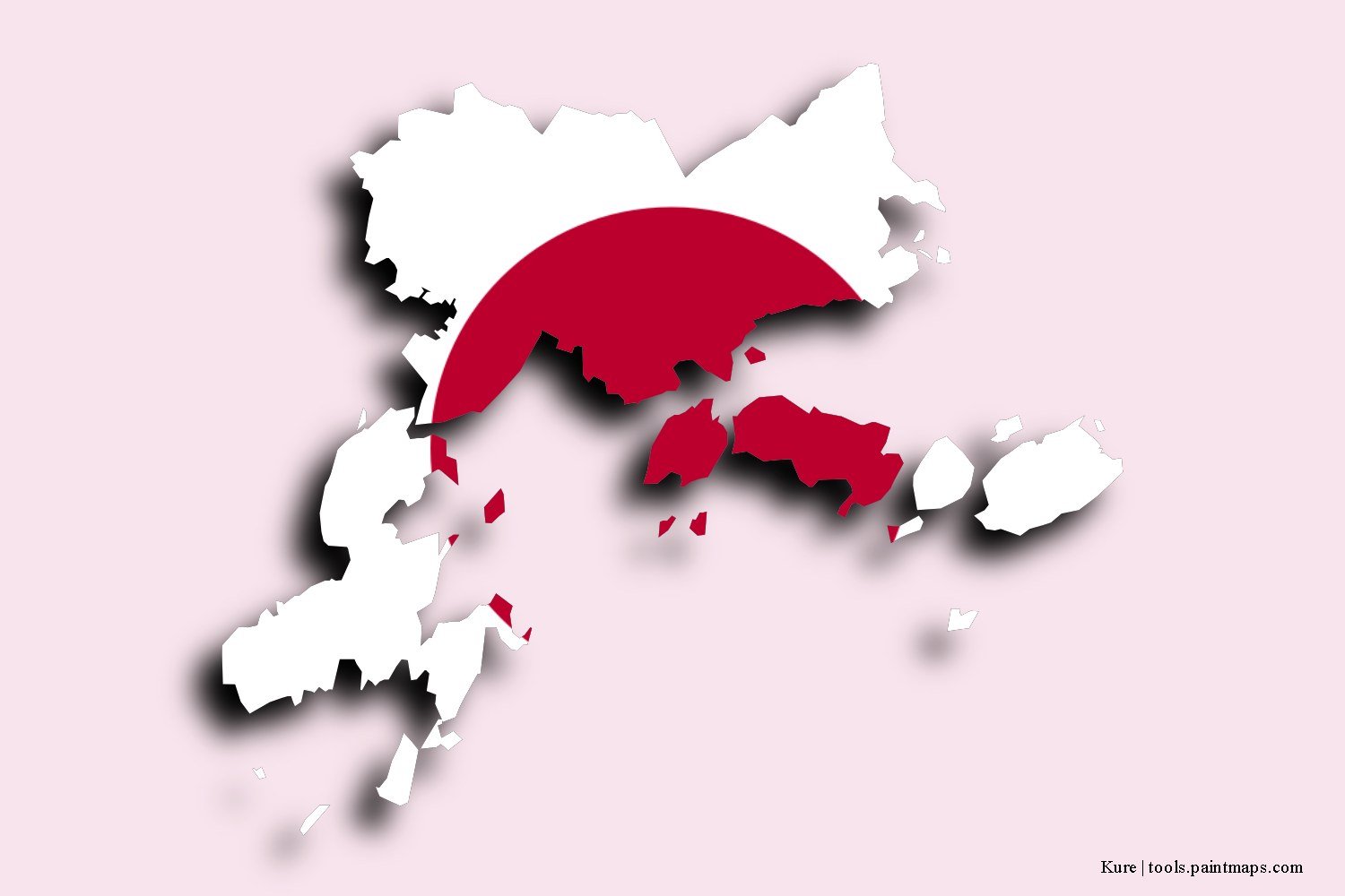 flag map of Kure with 3D shadow effect