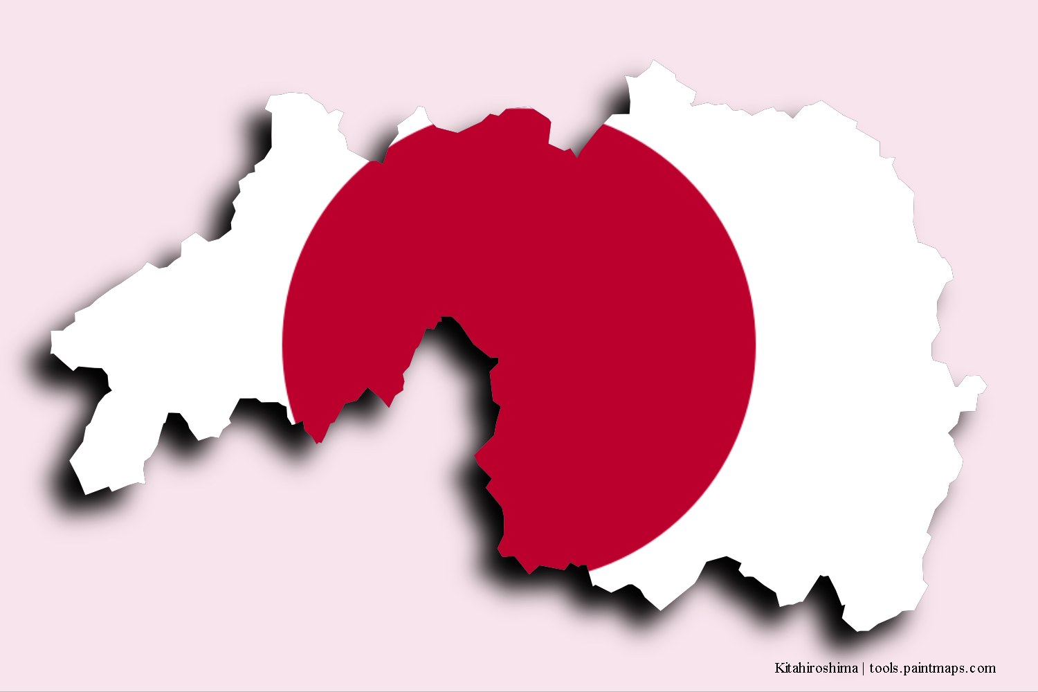 flag map of Kitahiroshima with 3D shadow effect