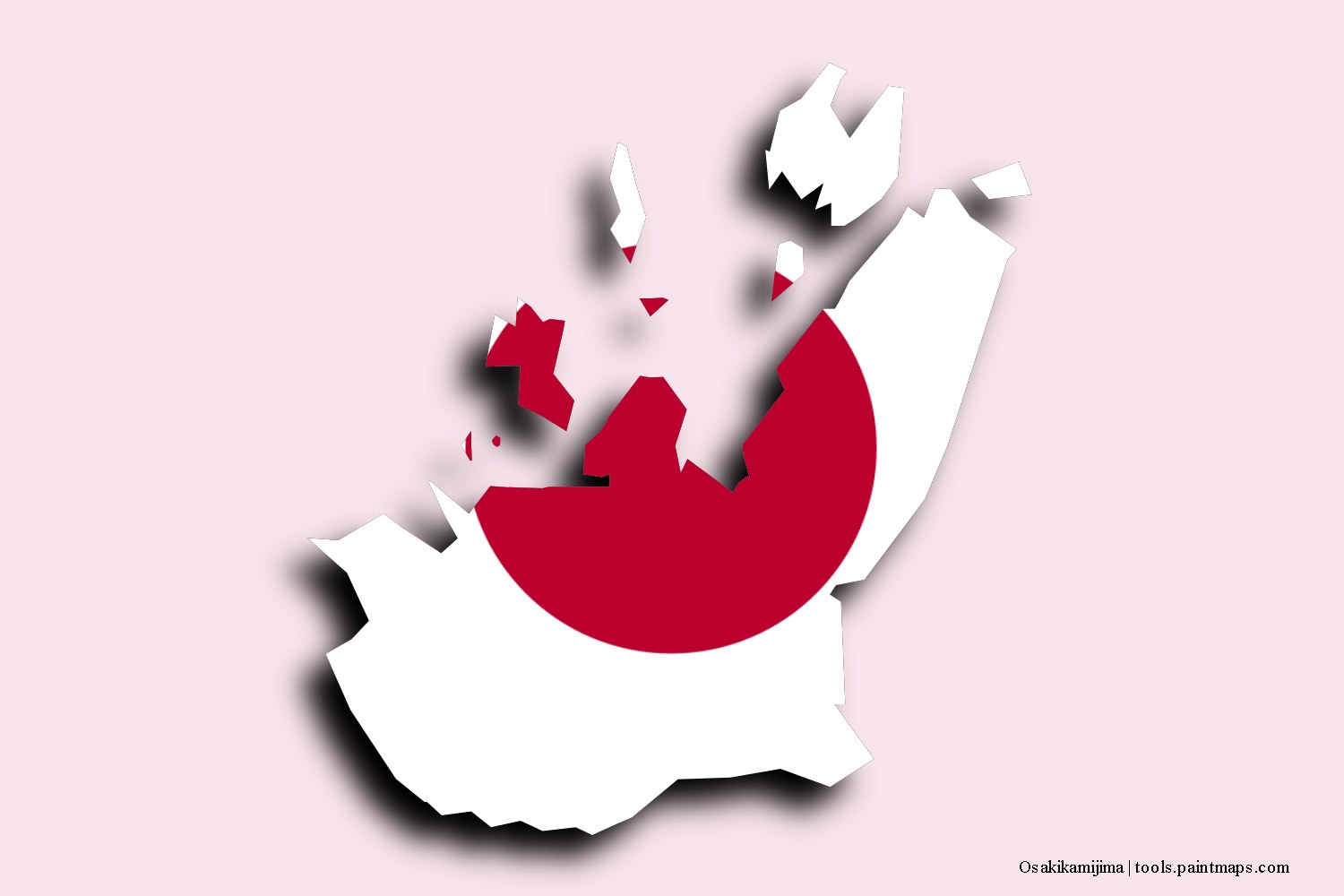 flag map of Osakikamijima with 3D shadow effect