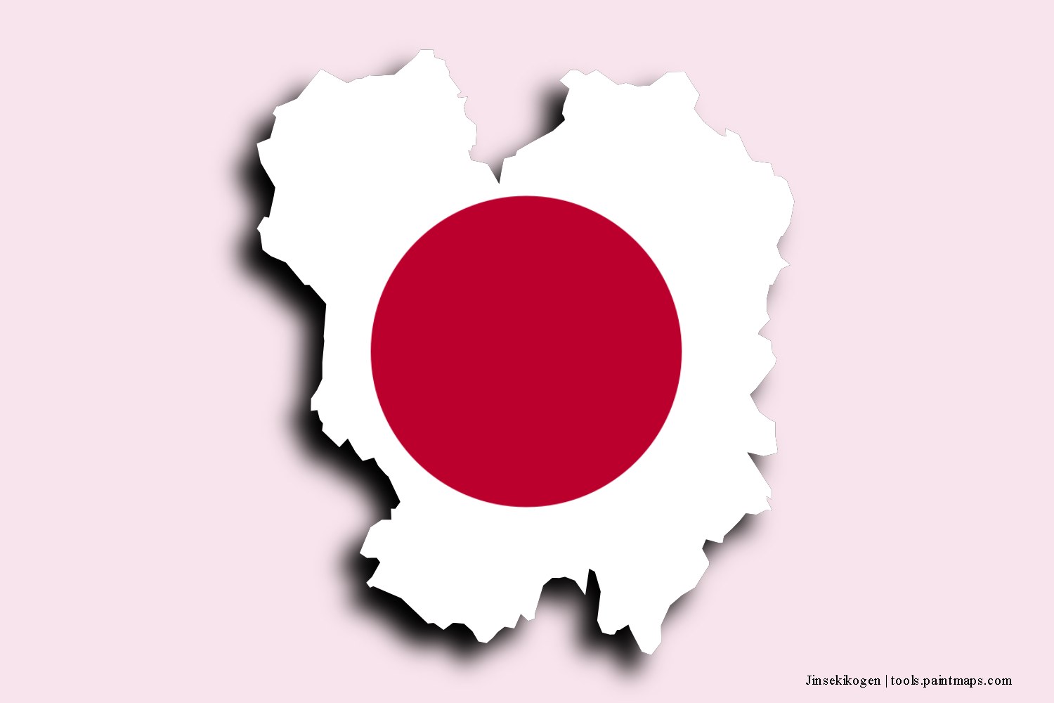 flag map of Jinsekikogen with 3D shadow effect