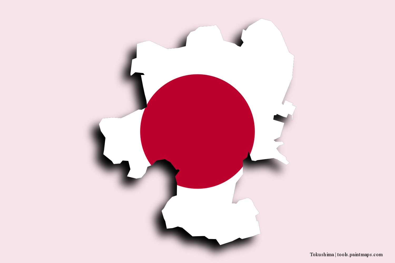 flag map of Tokushima with 3D shadow effect