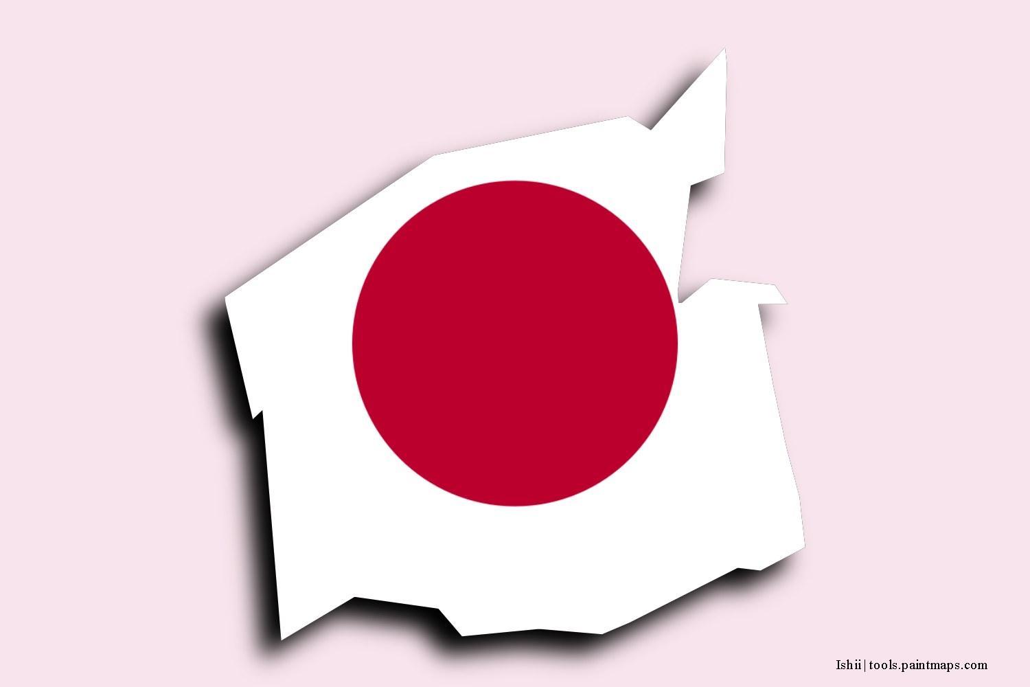 Mapa de la bandera de Ishii con efecto de sombra 3D